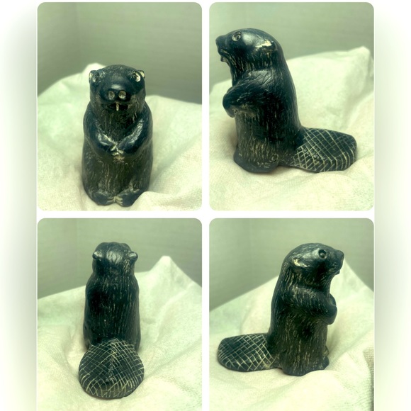 NWOT Vintage The Wolf Sculptures Canada Soapstone Beaver - Picture 7 of 16